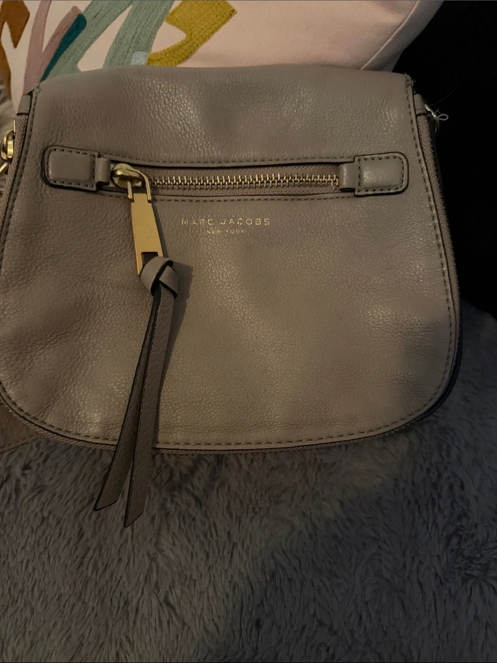 Marc Jacobs Gray Leather Tassel Crossbody Bag with Gold Hardware